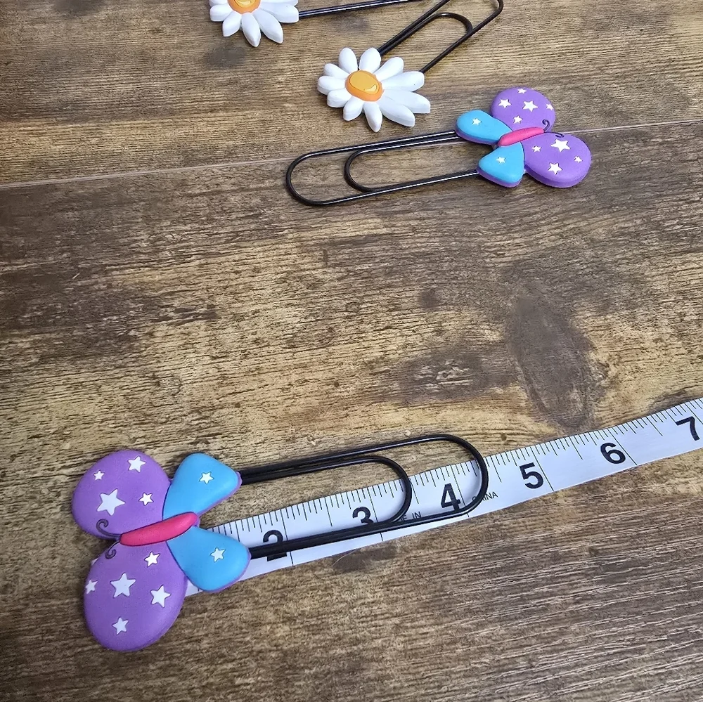 4 Butterfly and Daisy Large Paperclip Bookmark Set